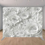White Paper Flowers Mini Red Carpet Wedding Party Photo Booth Rental Backdrop White Paper Flowers Mini Red Carpet Wedding Party Photo Booth Rental Backdrop