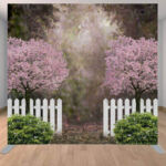 Spring garden park with cherry trees and blossoms. Spring garden park with cherry trees and blossoms.