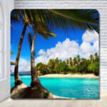 Tropical beach island palm trees photo booth backdrop Tropical beach island palm trees photo booth backdrop