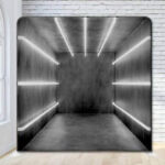 Grey Tunnel Strip Lights Modern Photo Booth Party Backdrop Grey Tunnel Strip Lights Modern Photo Booth Party Backdrop