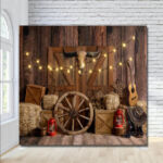 Rustic country cowboy scene western props photo booth backdrop Rustic country cowboy scene western props photo booth backdrop