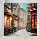 Vintage shopping storefront Christmas holiday photo booth backdrop Vintage shopping storefront Christmas holiday photo booth backdrop